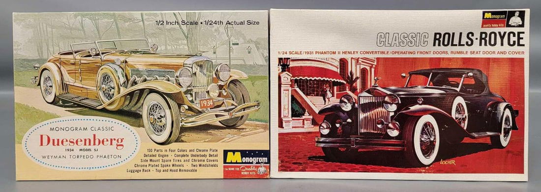 Two Vintage Monogram 1/24 cars Duesenberg And Rolls Royce in original box kits PC81 298  BC109 300 (1 of 4)