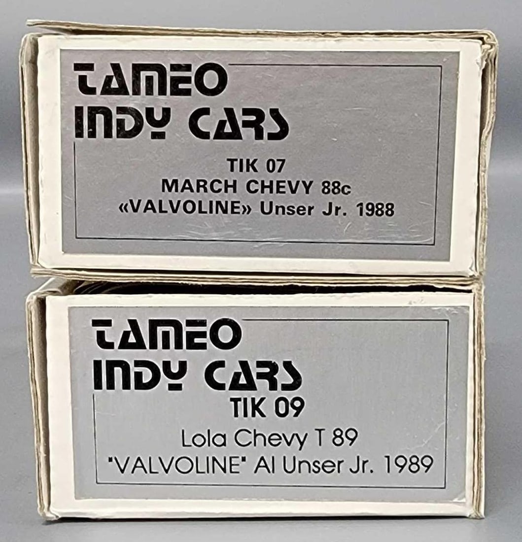Two 1/43 Tameo Indy Cars March Chevy 88c Lola Chevy T 89 in original box kits TIK 07 TIK 09 (1 of 3)