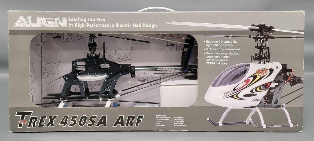Factory sealed Align Trex 450SA ARF High Performance Electric Helicopter: Factory sealed Align R/C Trex 450SA ARF High Performance Electric Helicopter in excellent condition as seen in the photos.