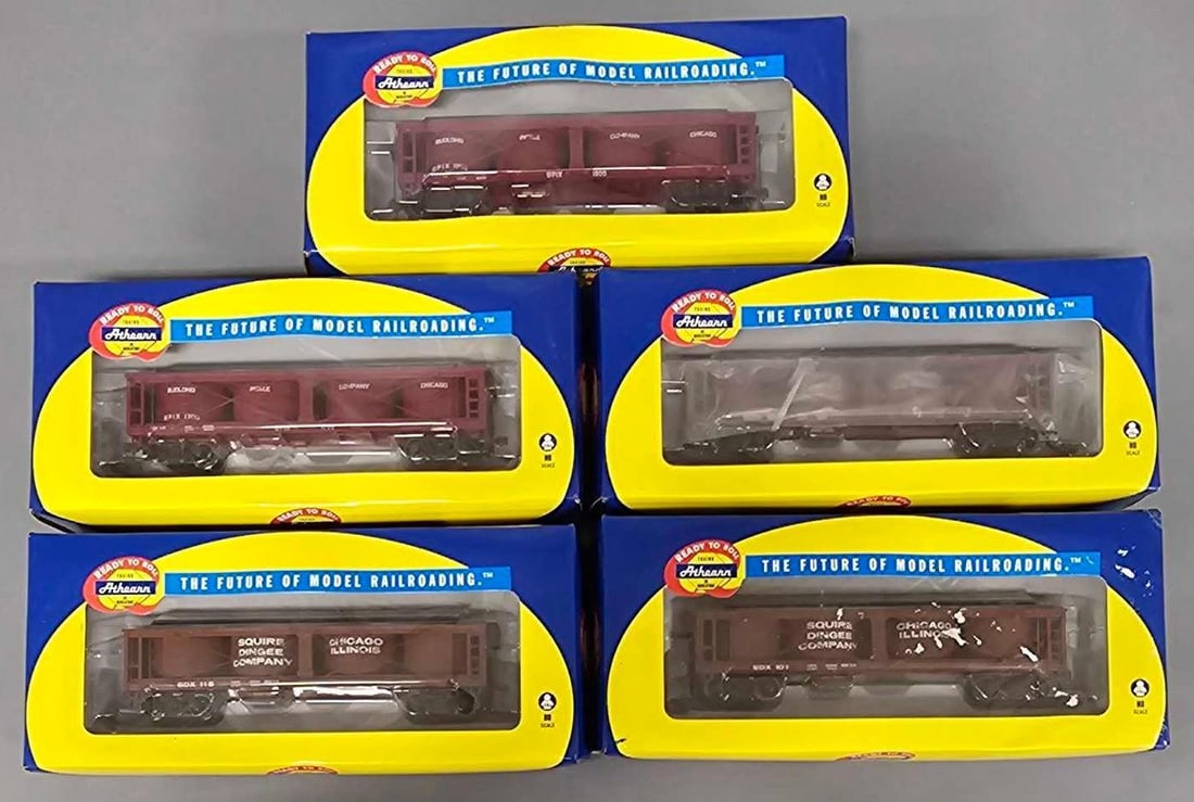 Five Athearn HO 40 foot Pickle Cars in OB: Five Athearn HO 40 foot Pickle Cars. Two Budlong Pickle 40 foot Pickle Cars stock numbers ATH14581 and ATH14582, Three Squire Dingee 40 foot Pickle cars stock numbers Ath14595, ATH14594, ATH14593 all 