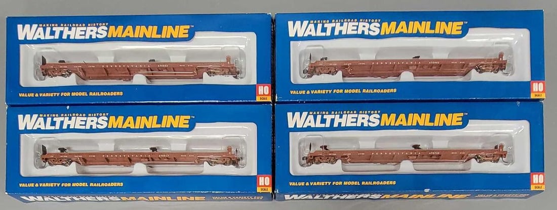Four Walthers Mainline HO 75' Piggyback Flat Cars in OB (1 of 4)