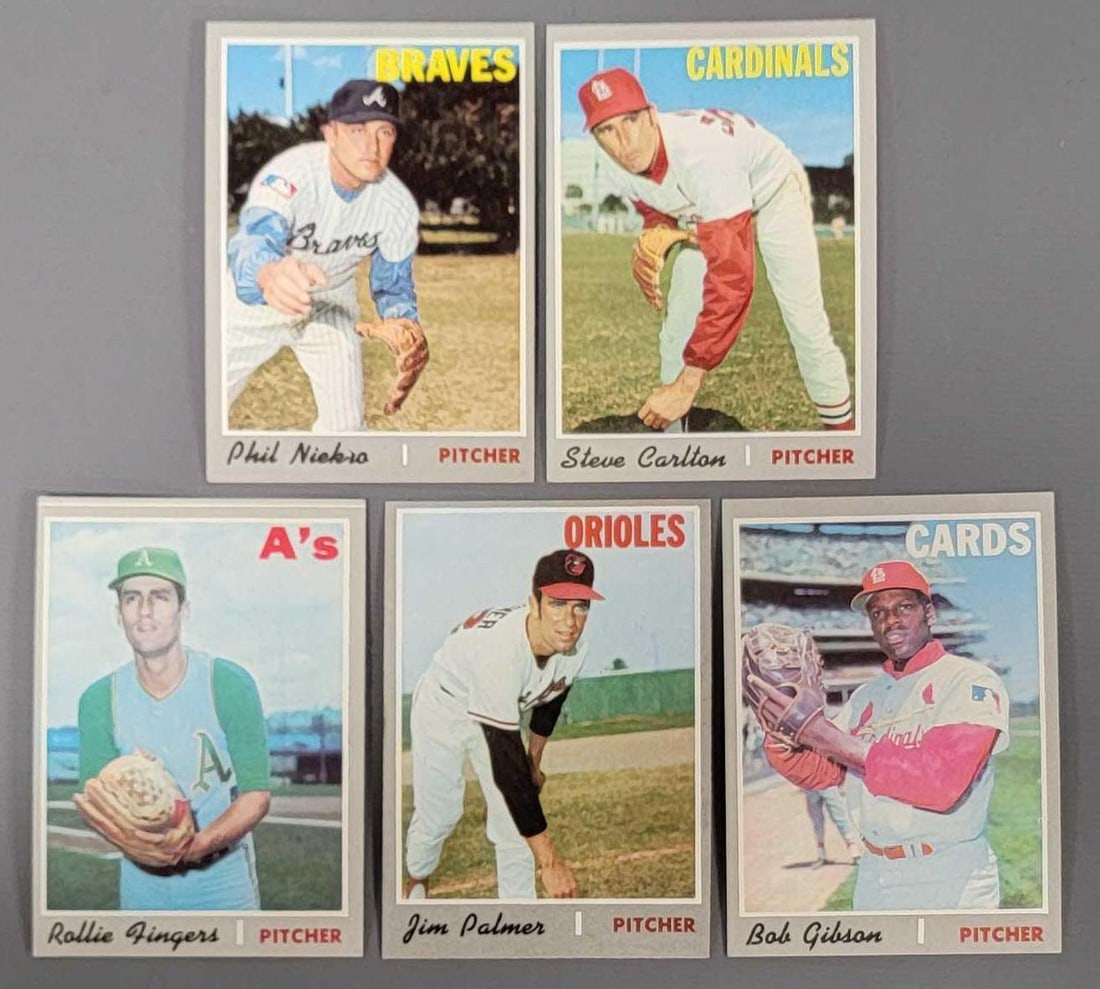 Five 1970 Topps baseball star pitchers (1 of 7)