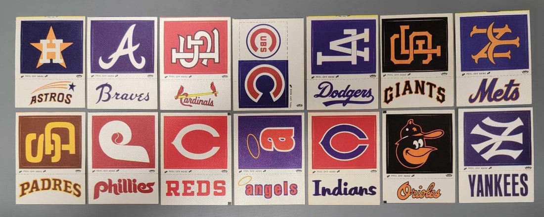Fourteen 1969-70 Fleer baseball cloth patch stickers: Fourteen 1969-70 Fleer baseball cloth patch stickers in excellent to near mint condition as seen in the photos.