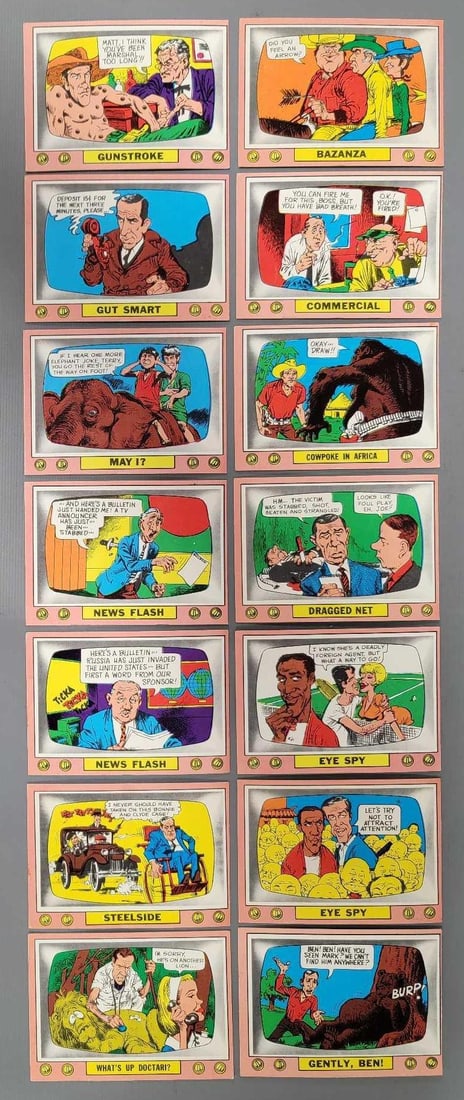 Fourteen 1969 Topps Crazy TV trading cards (1 of 3)