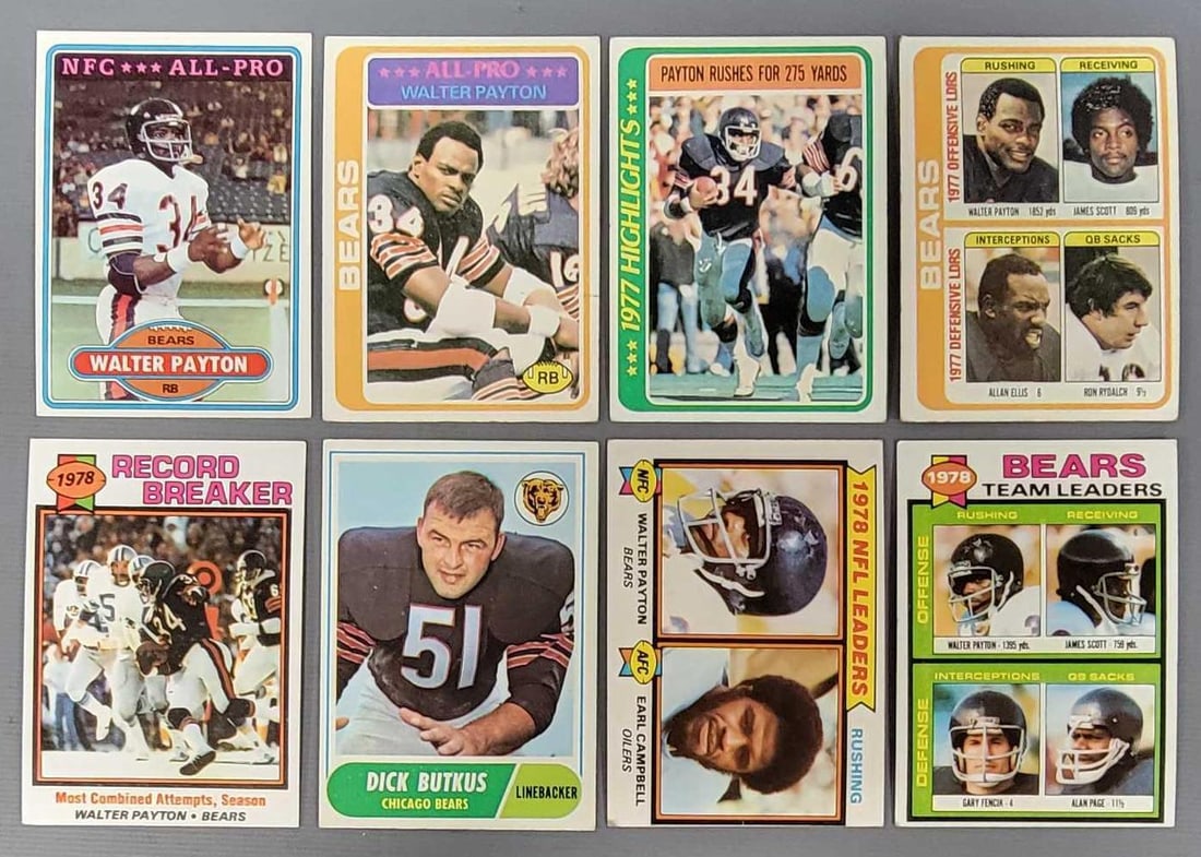 Group of Topps Walter Payton cards plus 1968 Dick Butkus (1 of 4)