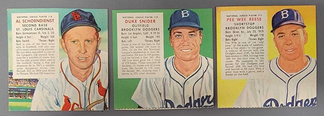 Three 1950s Red Man tobacco baseball cards (1 of 5)