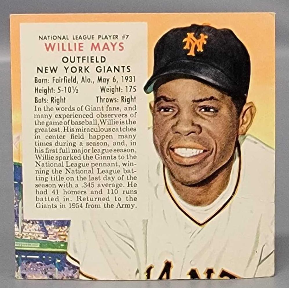 1950s Red Man Willie Mays tobacco card: 1950s Red Man number 7 Willie Mays tobacco card in very good to excellent condition as seen in the photos.
