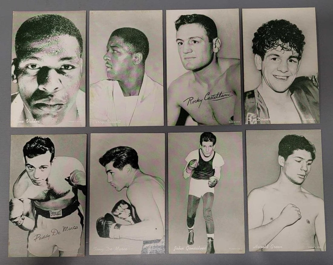 Eight mixed boxing exhibits cards (1 of 3)