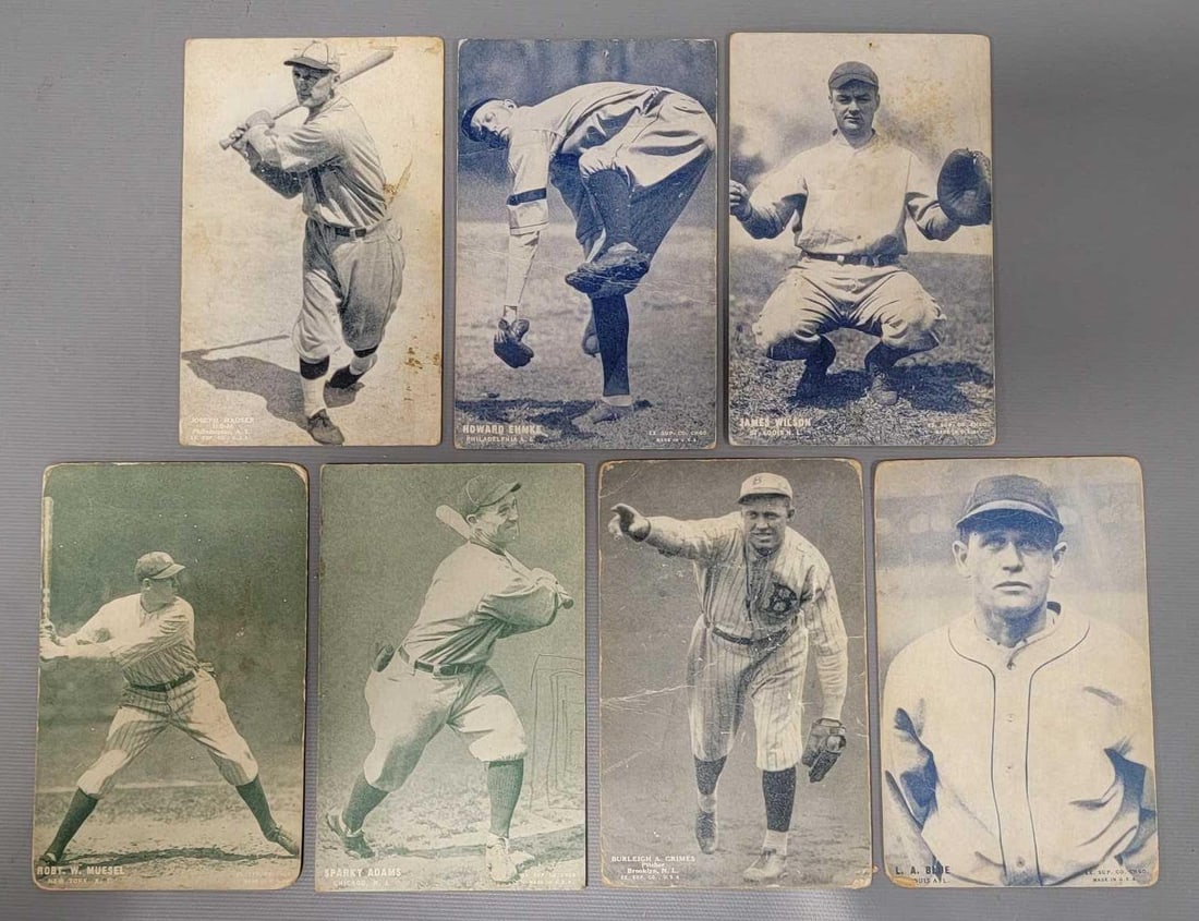 Seven 1920's Exhibit baseball cards (1 of 4)