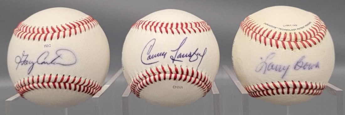 Carney Lansford, Gary Carter and Larry Bowa autographed baseballs (1 of 9)
