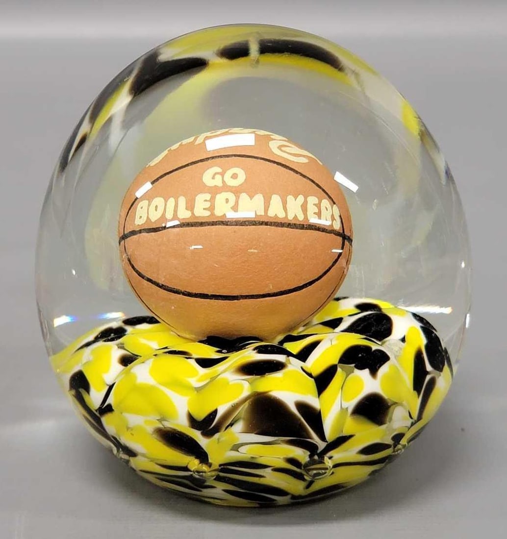 1994 Joe Rice Purdue Boilermakers paper weight with basketball inside (1 of 7)
