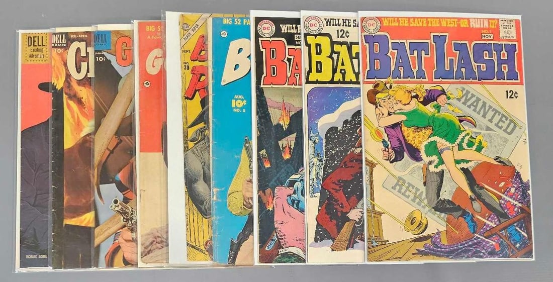Nine Western Comics: Nine Western Comics to include Bat Lash 1 6 VG/F 2 F/VF Bill Boyd 5 FAIR Western Tales 30 G/VG Gabby Hayes 28 GOOD Gene Autry 71 FINE plus; Champion 9 VG Have Gun Will Travel 7 VG/F as seen in the pho
