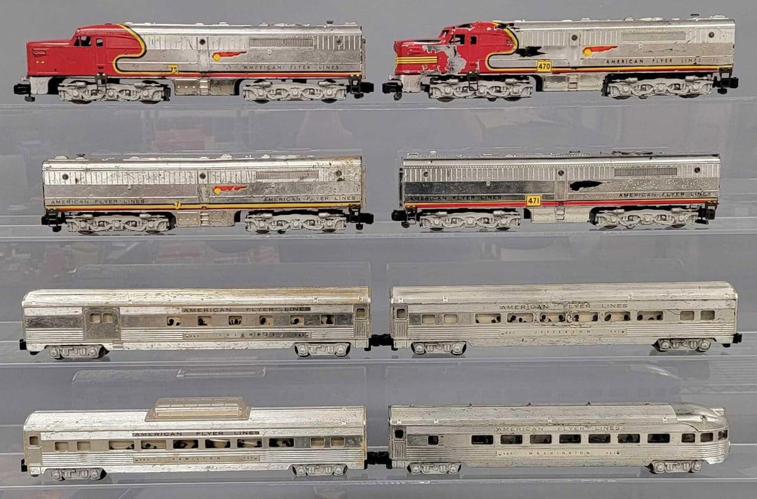 American Flyer S gauge chrome Santa Fe Alco PA ABBA diesel passenger set (1 of 7)