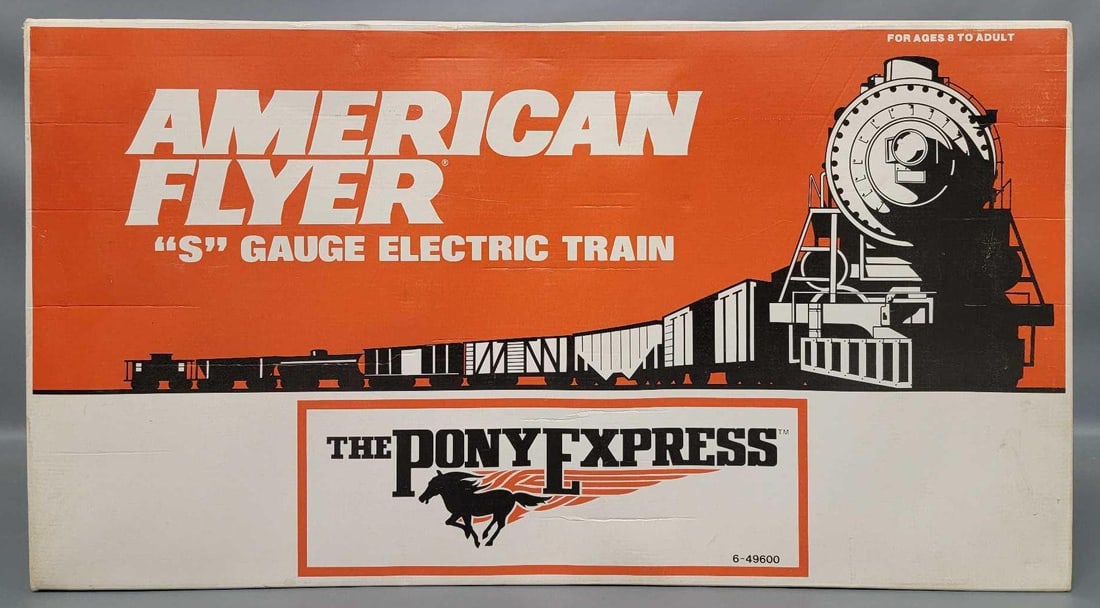 American Flyer LTI S gauge 49600 Union Pacific Pony Express diesel passenger set in original box: American Flyer LTI S gauge 49600 Union Pacific Pony Express diesel passenger set in original box, trains are unrun and C9-10 in excellent original boxes as seen in the photos. Set consists of Alco PA