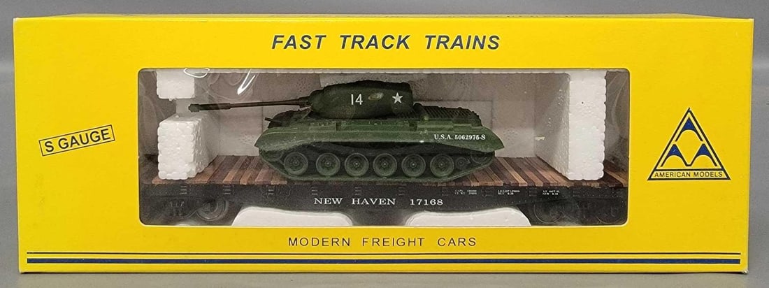 American Models S gauge flat car New Haven with tank load in original box (1 of 6)