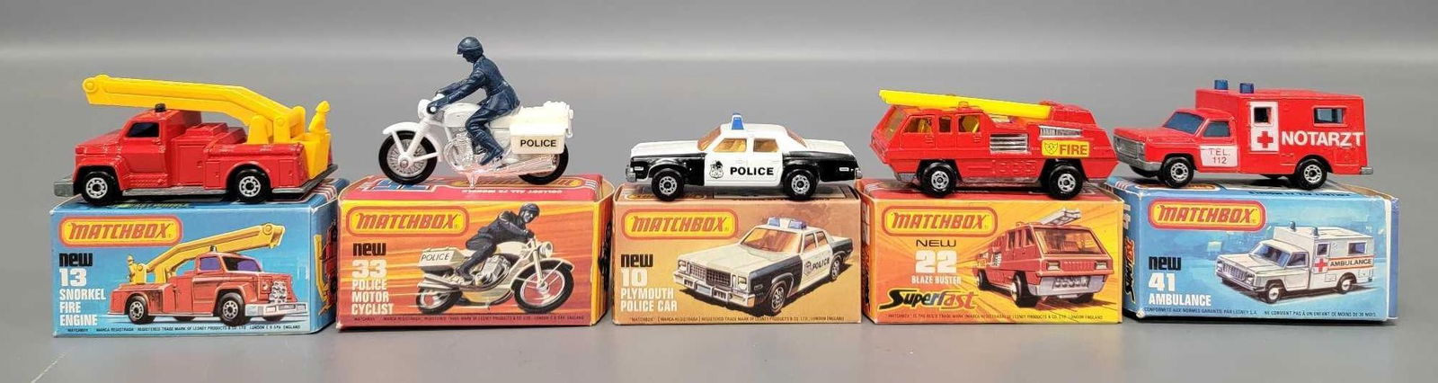 Five Matchbox Superfast Emergency Services cars in original boxes (1 of 11)