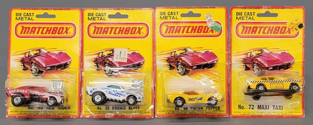 Four Matchbox Superfast cars in blister packs (1 of 6)