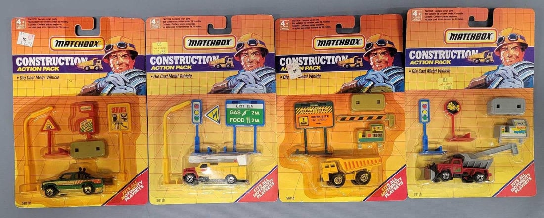 Group of Matchbox Construction Action Pack vehicles in blister packs (1 of 6)