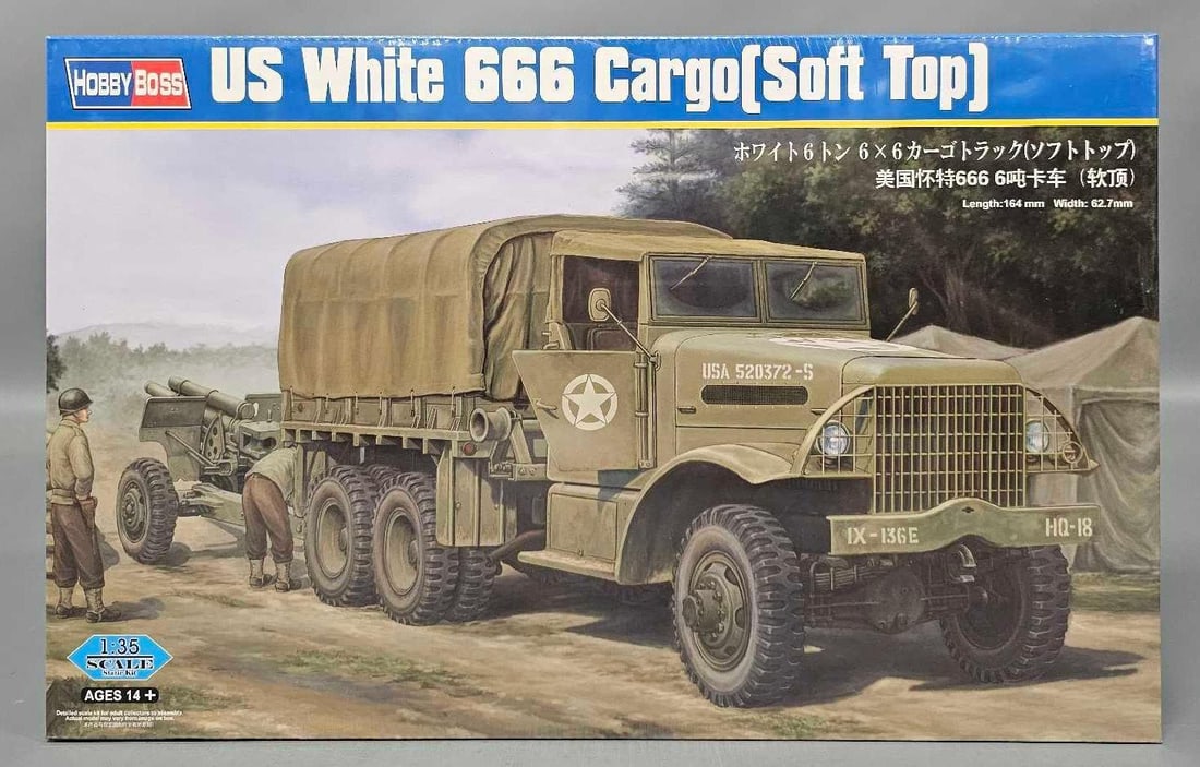 Factory sealed Hobby Boss US White 666 Cargo Soft Top in original box kit 83802: Factory sealed Hobby Boss US White 666 Cargo Soft Top in an excellent factory sealed original box as seen in the photos.