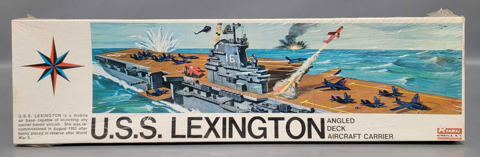 Factory sealed Renwal 1/500 USS Lexington Aircraft Carrier in original box kit 607 (1 of 6)