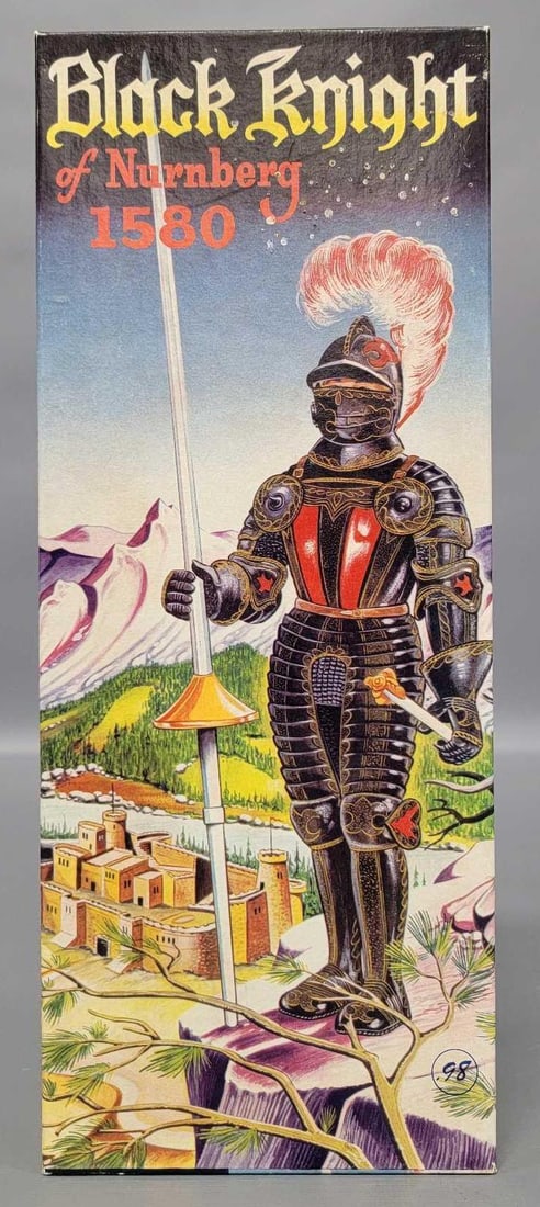 Aurora Famous Fighters Black Knight of Nurnberg kit in original box: Aurora Famous Fighters Black Knight of Nurnberg 1580 kit stock number K3-98 with all parts in a factory sealed bag in a very good to excellent condition original box as seen in the photos.