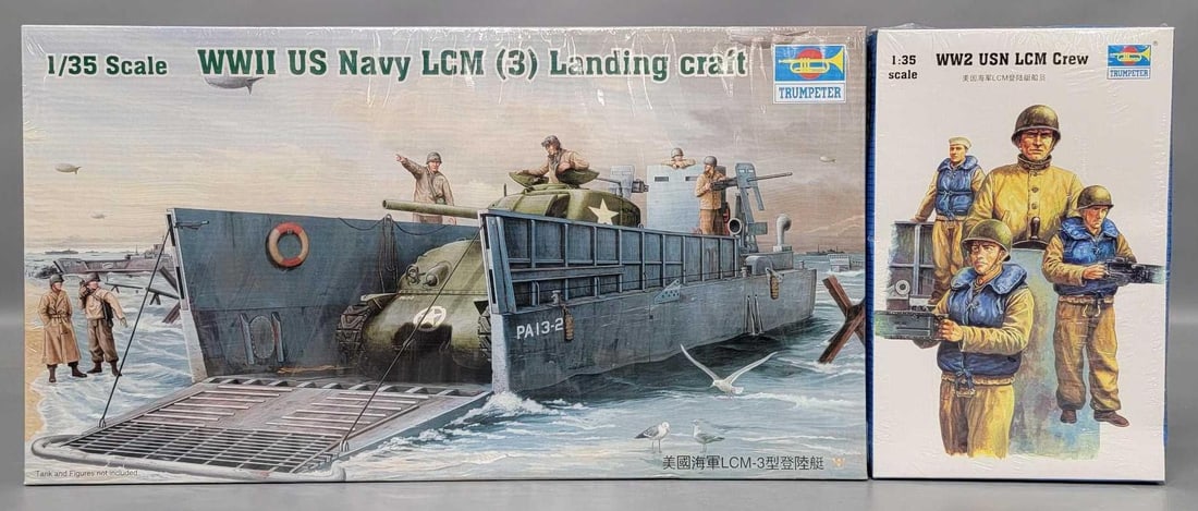 Factory sealed group of Trumpeter 1/35 WWII US Navy LCM Landing Craft in OBs (1 of 6)