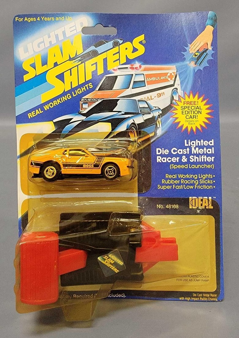 Ideal Lighted Slam Shifters Mustang Boss No 48163 in blister pack: Ideal Lighted Slam Shifters Mustang Boss No 48163 with real working lights and Shifter in a very good blister pack as seen in the photos.