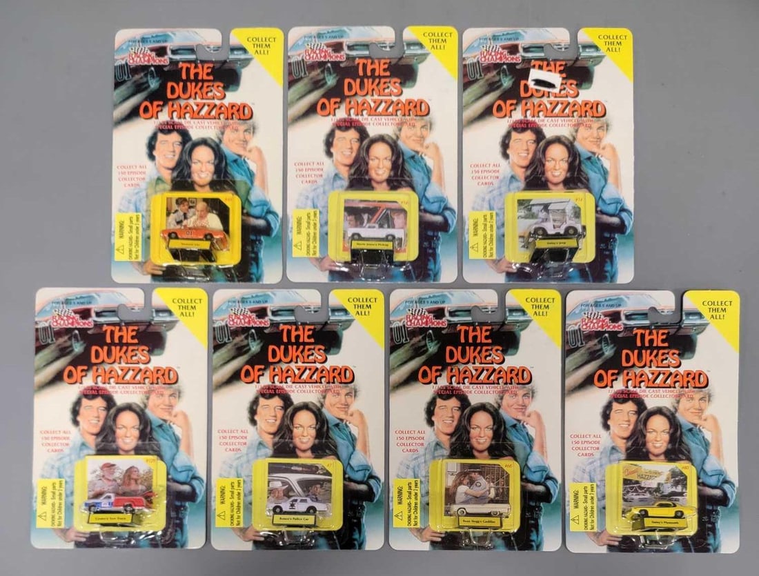 Group of Racing Champions 1/144 The Dukes of Hazzard cars with Collector Card in blister packs (1 of 4)