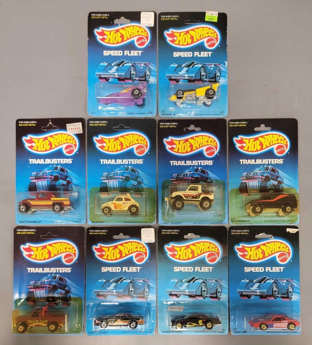 Ten Hot Wheels Speed Fleet and Trailbusters in blister packs (1 of 6)