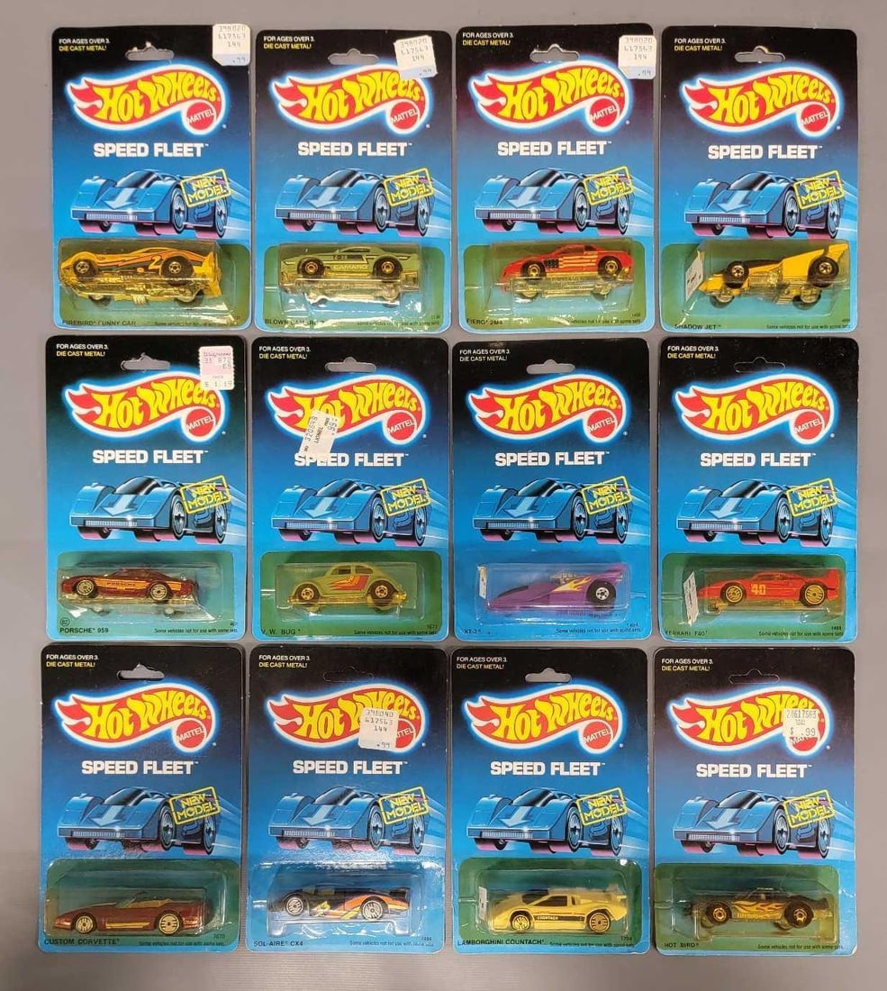 Twelve Hot Wheels Speed Fleet New Model cars in blister pack (1 of 4)