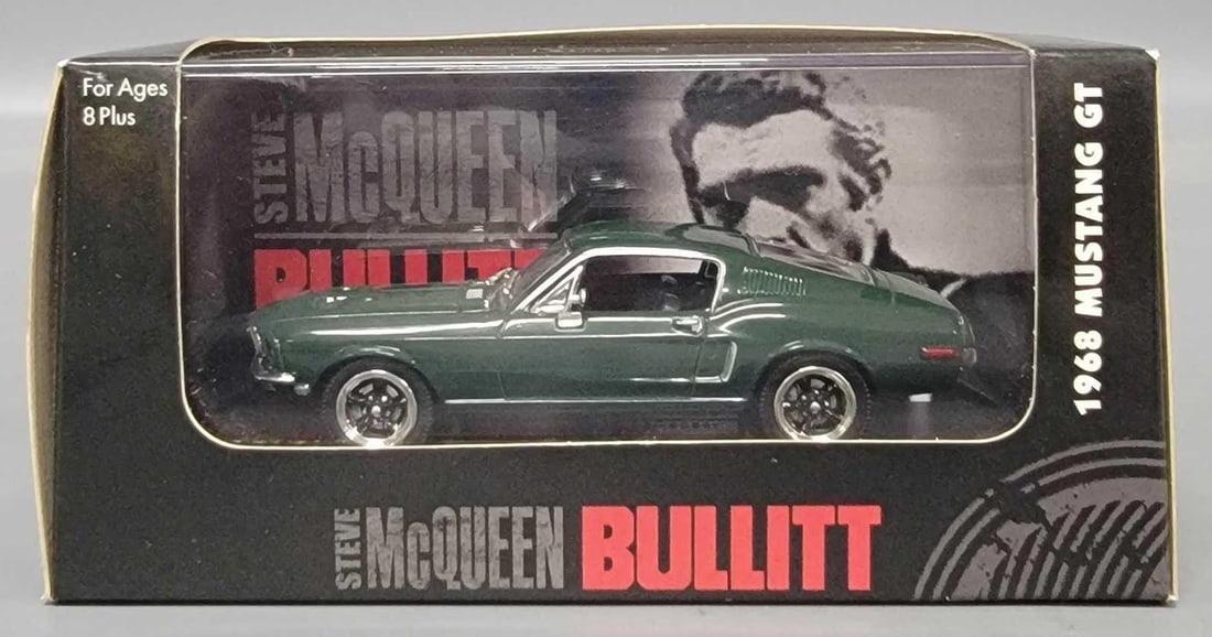 Factory sealed Yat Ming 1/43 Steve McQueen Bullit 1968 Mustand GT: Factory sealed Yat Ming 1/43 scale Steve McQueen Bullit 1968 Mustand GT stock number 43207 in excellent plus condition as seen in the photos.
