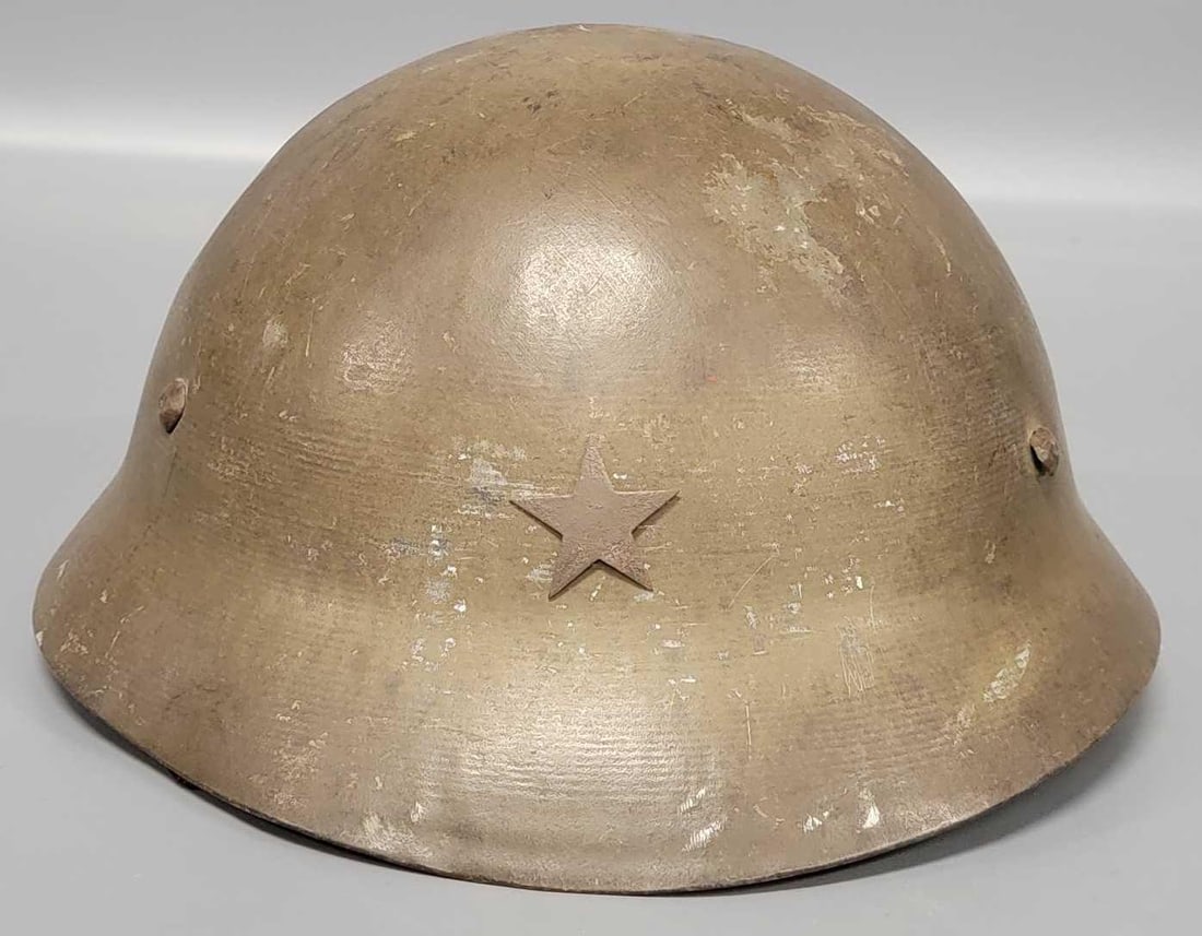 WWII Japanese Civilian Army Helmet: WWII Japanese Civilian Army Helmet with Tokyo Bay C A Moore USN and a bullet exit hole in good to very good condition aas seen in the photos.