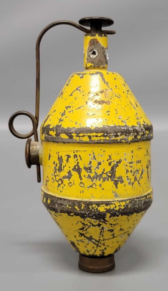 WWII Danish Model 1923 Practice Grenade: WWII Danish Model 1923 Inert Practice Grenade the mandrel stamps tells us that this was reloaded seven times in good condition as seen in the photos.