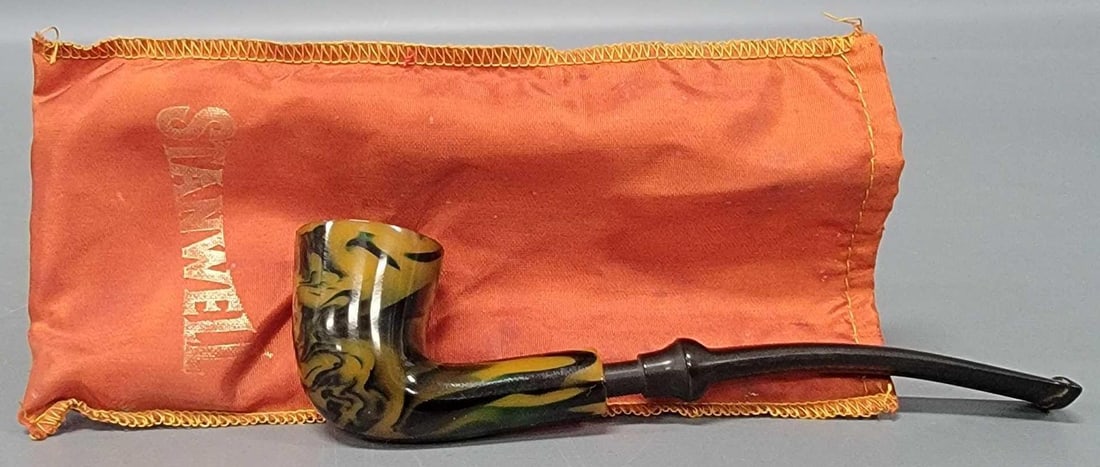 Hilson Fantette Black and yellow swirl Meerschaum pipe: Hilson Fantette Black and yellow swirl Meerschaum pipe made in Belgium in excellent condition as seen in the photos.