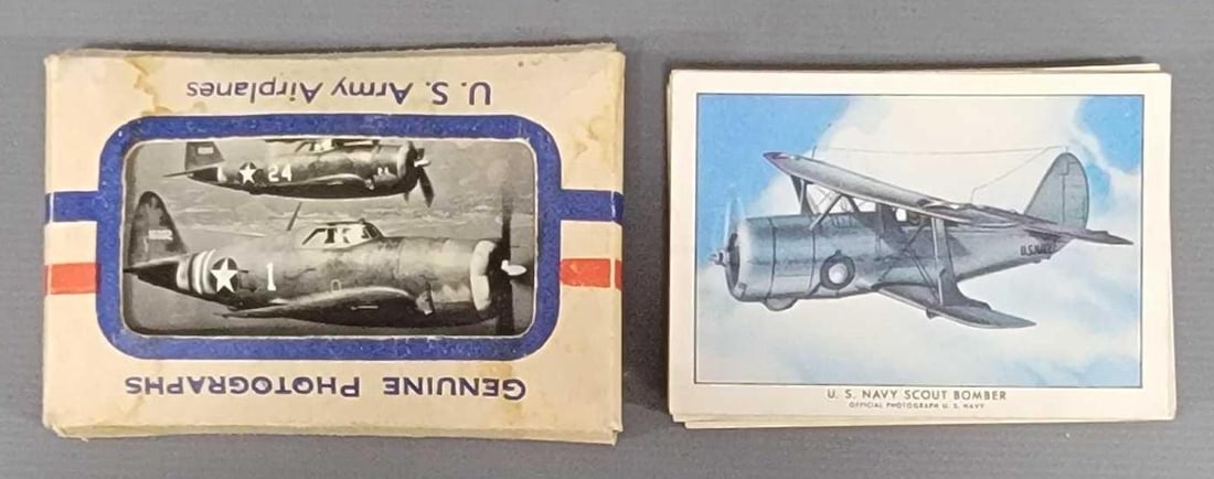 Genuine Photographs U. S. Army Airplanes and Wings Cigarettes Airplane collectible cards: Genuine Photographs U. S. Army Airplanes and Wings Cigarettes Airplane collectible cards. The US Army Airplanes photos are in a packet with some moisture damage that was mailable and the Wings Cigaret