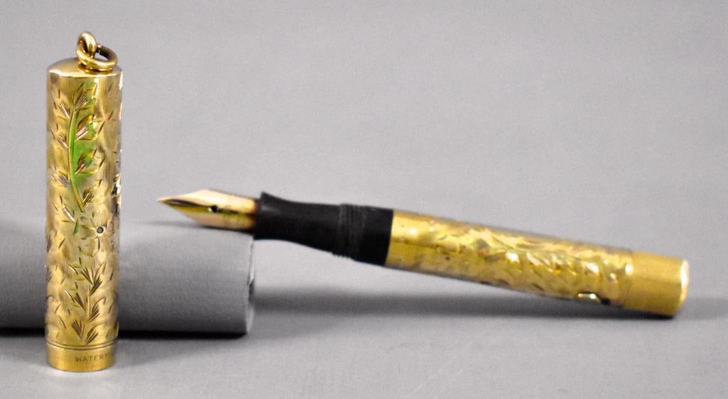 Waterman 552 1/2 V 14k Gold Pen: Waterman 552 1/2 V 14k Gold Pen. This pen has been used at some point and may or may not be missing internal parts as we do nnot have any knowlede of the internal working parts of fountain pens. It do