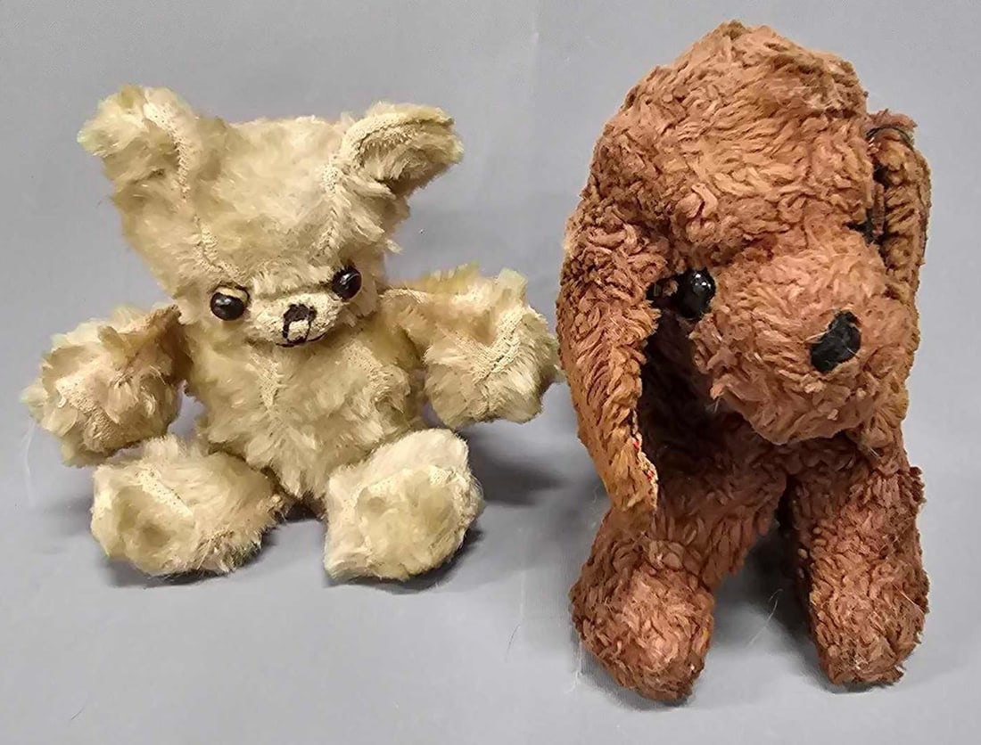 Vintage 1950s plush bear and brown dog (1 of 5)