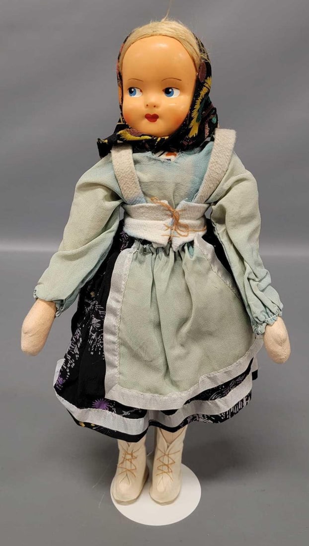 1950s 14 inch vintage Polish cloth Sawdust doll (1 of 8)