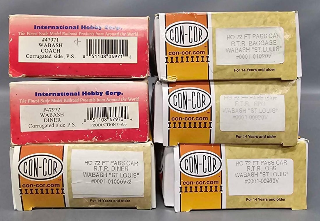 Group of six International Hobby and Con-Cor passenger cars in original boxes (1 of 4)