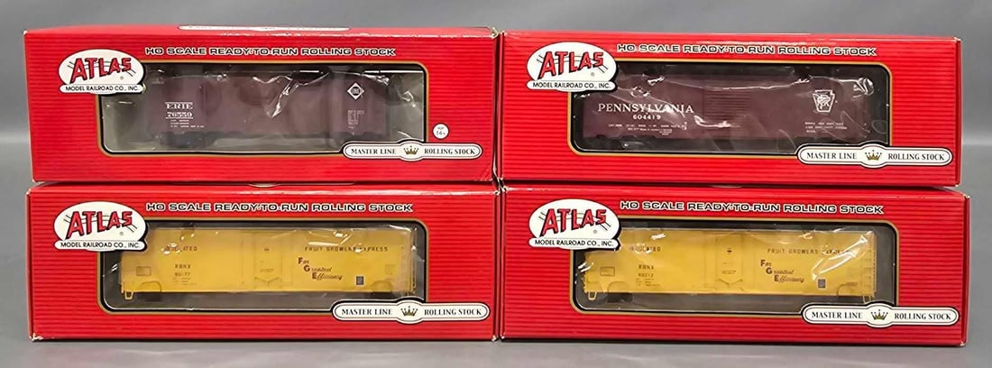 Four Atlas Master Line ARA Box, Plug Door, Single Door Box cars in original boxes (1 of 7)