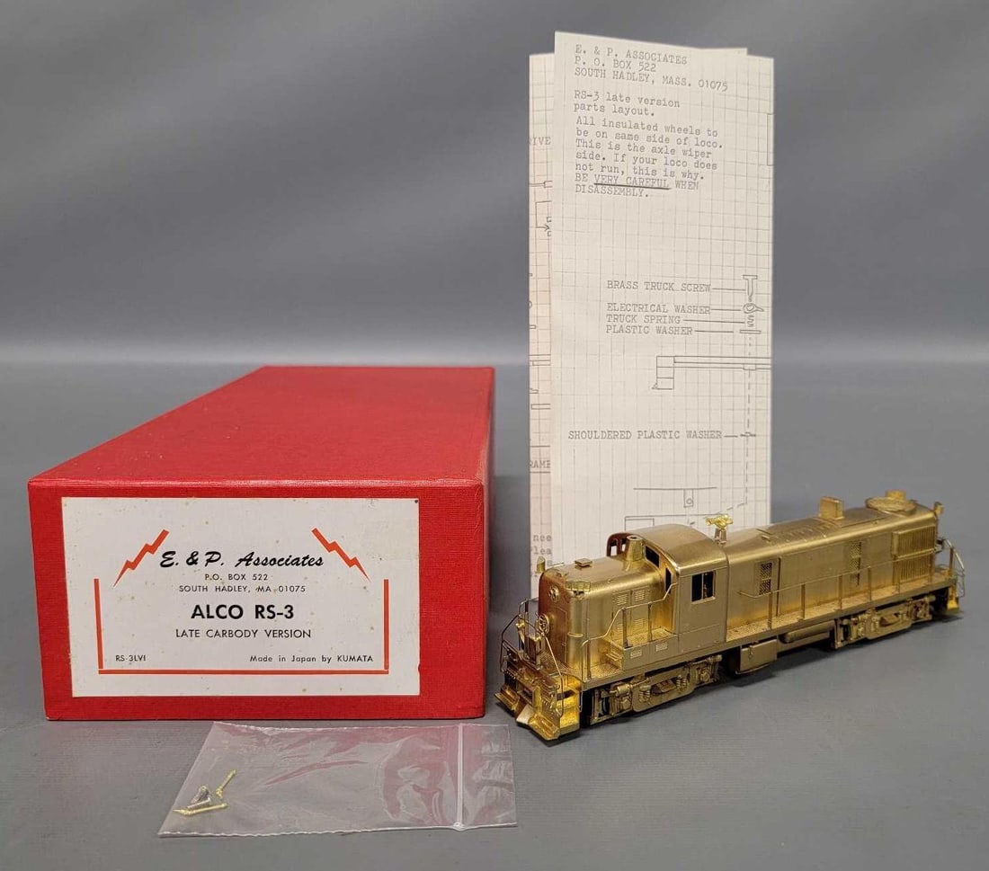 E & P Associates HO brass Alco RS-3 late carbody version diesel locomotive in original box (1 of 12)