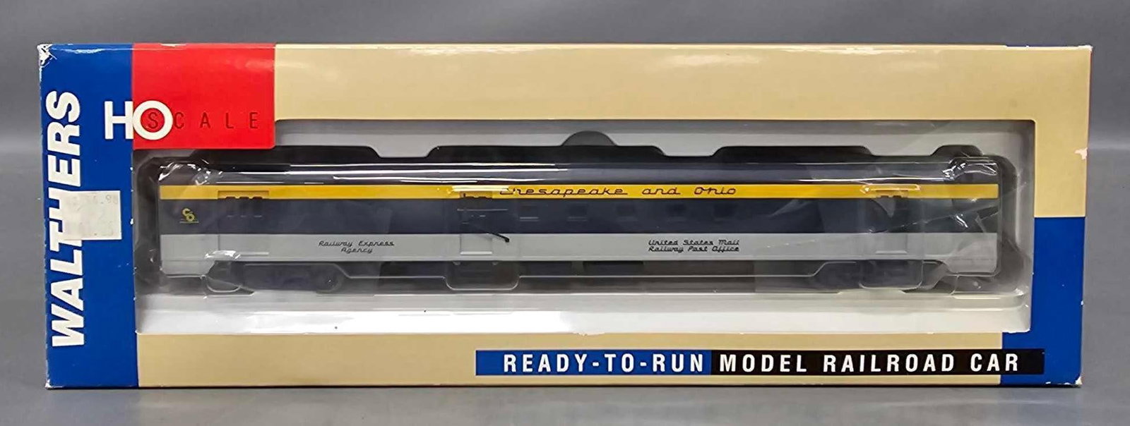 Walthers HO Chesapeake and Ohio AC&F baggage mail car in original box: Walthers HO Chesapeake and Ohio AC and F baggage mail car in original box, C7- in an excellent original box as seen in the photos.