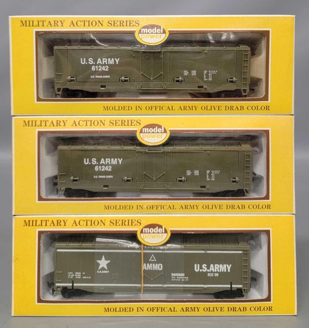 Three Model Power Military train cars in original boxes (1 of 8)