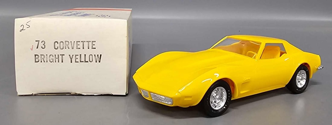 Mint 1973 Chevy Corvette dealer promo car in original box bright yellow (1 of 9)