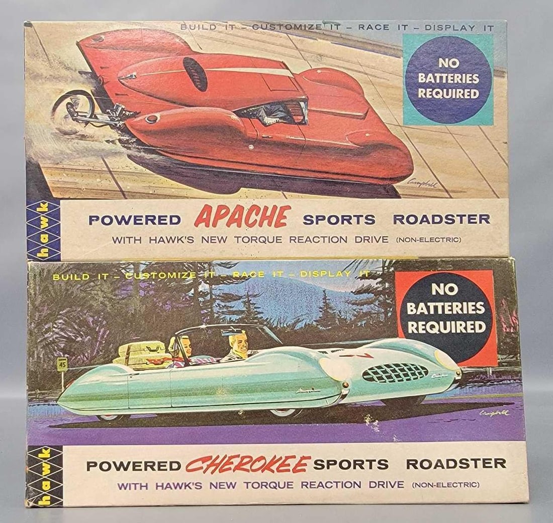 Two vintage unbuilt 1960s Hawk futuristic car model kits (1 of 7)