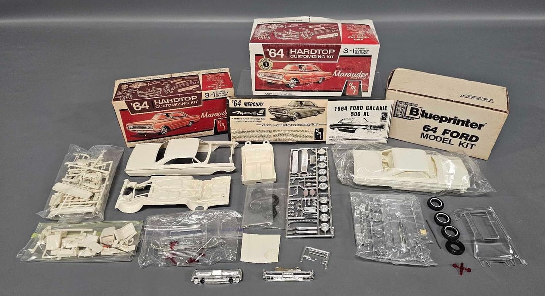 Two  AMT 64 Mercury Marauder hardtop 1/25 scale model kits 6324 plus 64 Ford (1 of 15)
