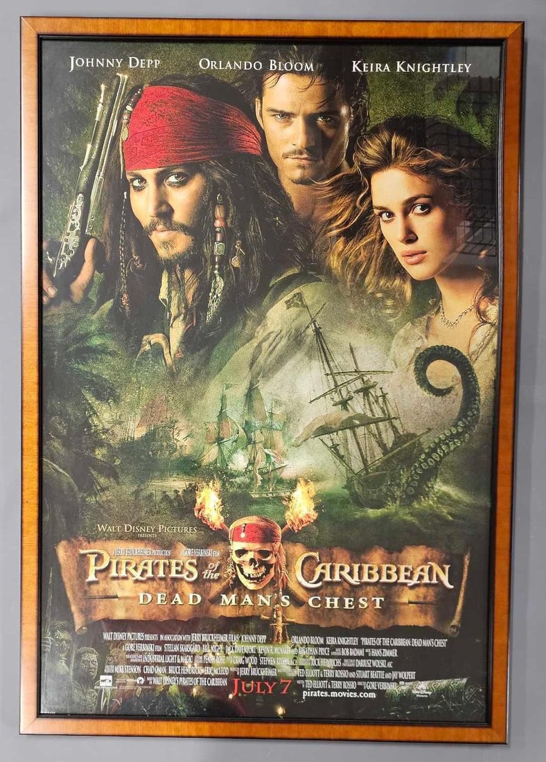 Pirates of the Caribbean Dead Mans Chest glass framed original movie poster (1 of 7)