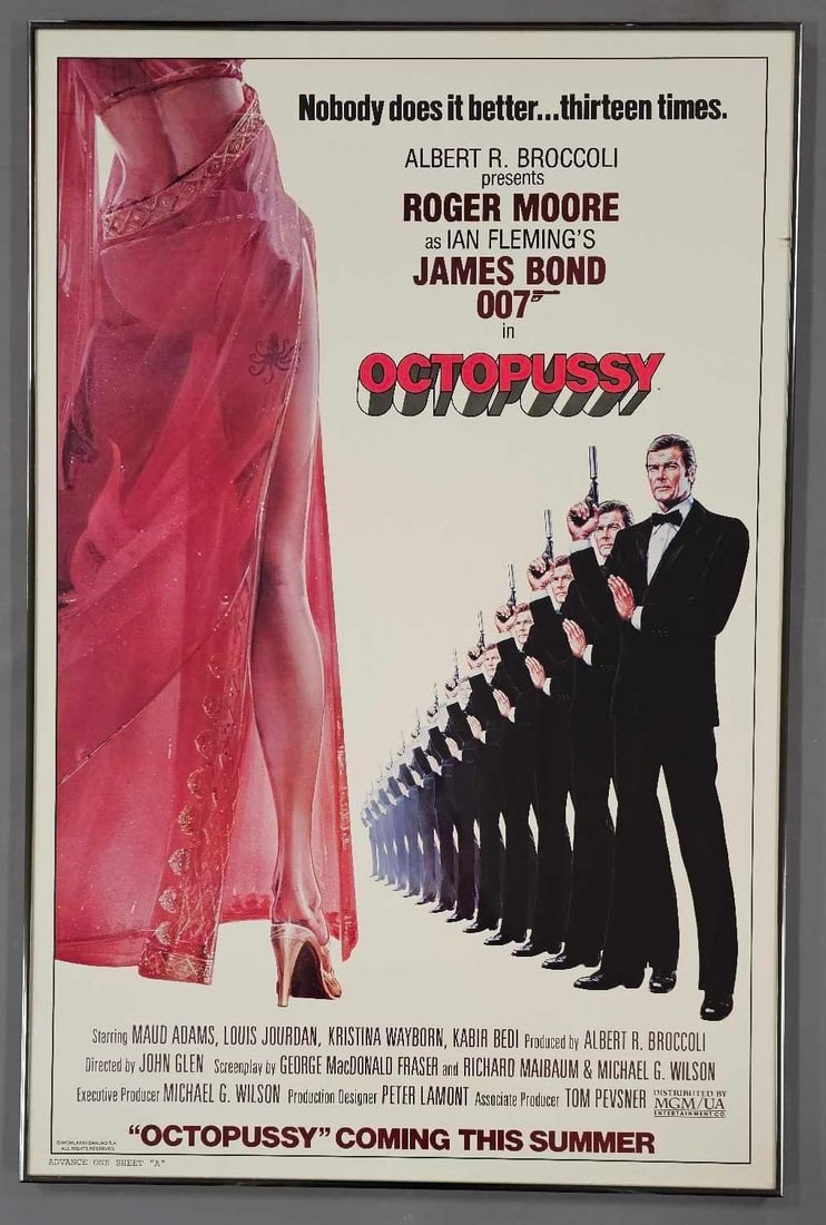 Original James Bond 007 Octopussy glass framed advance movie poster (1 of 6)