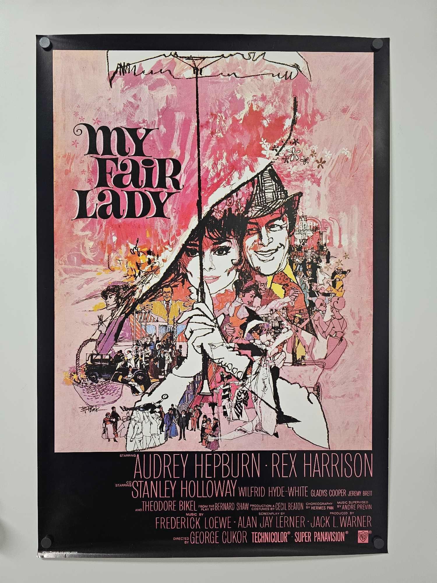 Audrey Hepburn My Fair Lady movie poster: Audrey Hepburn My Fair Lady movie poster, measures 35 1/2 x 24 inches as seen in the photos.