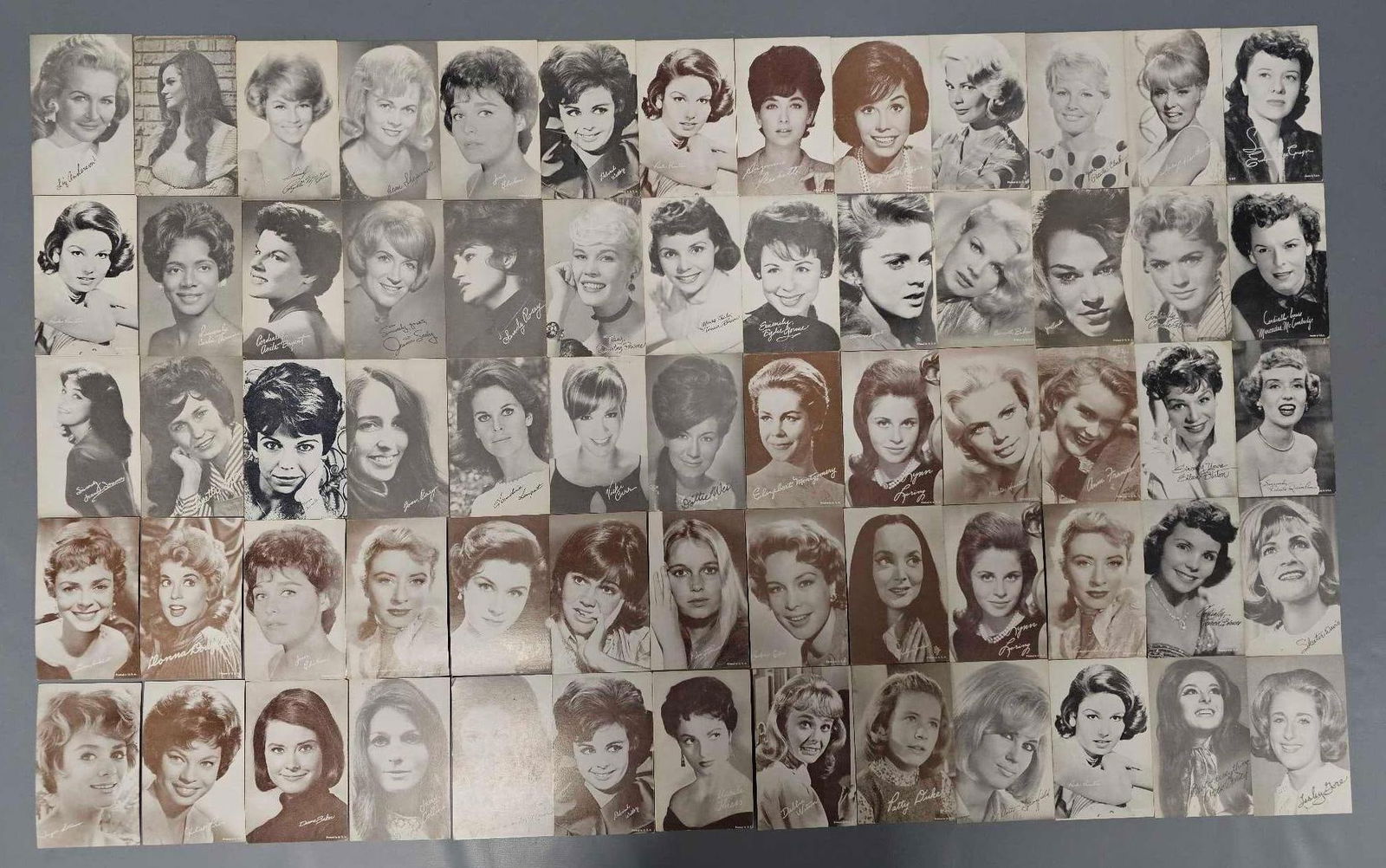 Sixty-five vintage actress and/or female singer arcade exhibit cards (1 of 10)